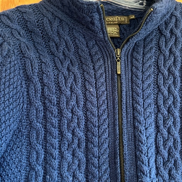 Irish Wool Cable Knit Blue Sweater - Picture 3 of 3